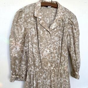 Vintage 1960s Tan Floral Dress
